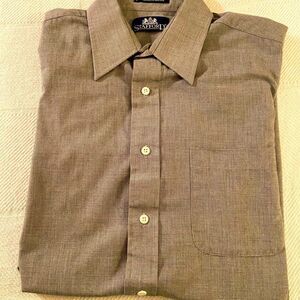 Stafford Men's Sz 15 1/2 Wrinkle-free Blue Gray/blk Patterned Short  Dress Shirt